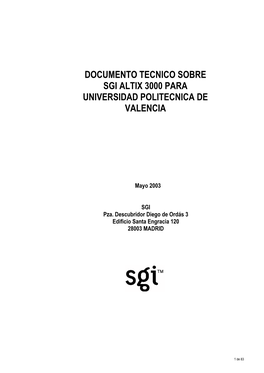 Documento Tecnico Sobre Sgi Altix 3000 Para Universidad Politecnica De Valencia