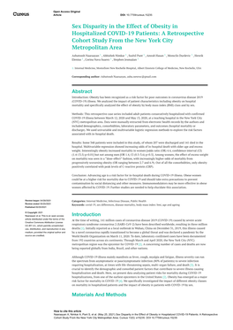 Sex Disparity in the Effect of Obesity in Hospitalized COVID-19 Patients: a Retrospective Cohort Study from the New York City Metropolitan Area