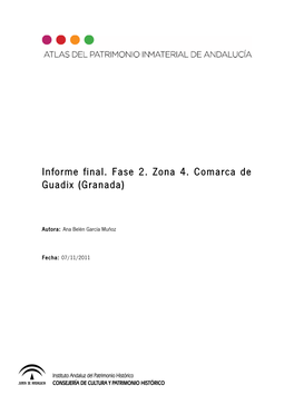 Informe Final. Fase 2. Zona 4. Comarca De Guadix (Granada)