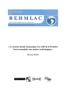 Le Système-Monde Maçonnique À La Veille De La Première Guerre Mondiale: Une Analyse Archéologique »