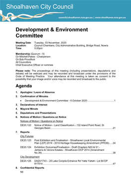 Agenda of Development & Environment Committee