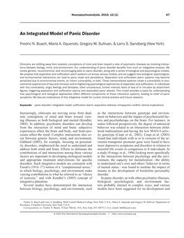 An Integrated Model of Panic Disorder