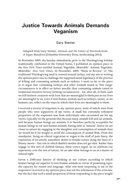 Justice Towards Animals Demands Veganism