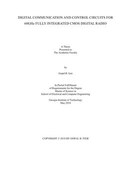 DIGITAL COMMUNICATION and CONTROL CIRCUITS for 60Ghz