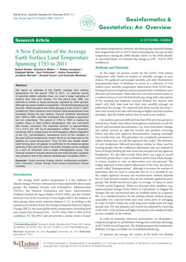 A New Estimate of the Average Earth Surface Land Temperature Spanning 1753 to 2011