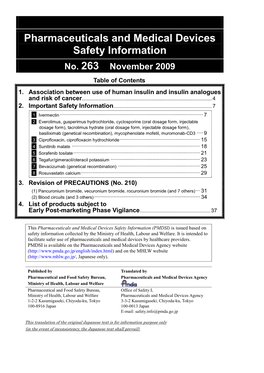 Pharmaceuticals and Medical Devices Safety Information No