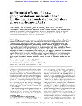 Differential Effects of PER2 Phosphorylation: Molecular Basis for the Human Familial Advanced Sleep Phase Syndrome (FASPS)