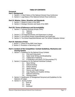 A Brief History of the National Schools Press Conference 2. Section 2: Legal Bases of the National Schools Press Conference