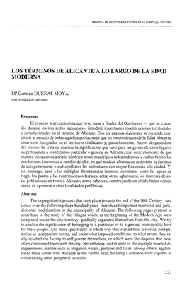 Los Términos De Alicante a Lo Largo De La Edad Moderna