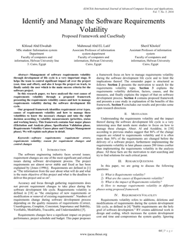 Identify and Manage the Software Requirements Volatility Proposed Framework and Casestudy