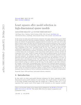 Least Squares After Model Selection in High-Dimensional Sparse Models.” DOI:10.3150/11-BEJ410SUPP