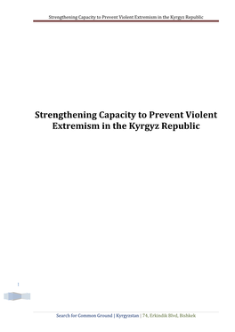 Strengthening Capacity to Prevent Violent Extremism in the Kyrgyz Republic