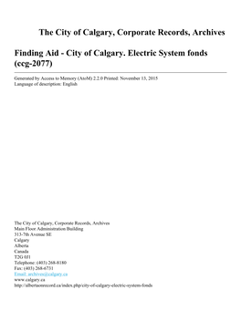 City of Calgary. Electric System Fonds (Ccg-2077)