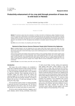 Productivity Enhancement of Rice Crop Yield Through Prevention of Losses Due to Wild Boars in Pakistan