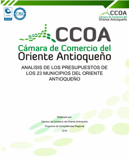 Analisis De Los Presupuestos De Los 23 Municipios Del Oriente Antioqueño