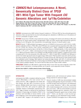 CDKN2C-Null Leiomyosarcoma: a Novel