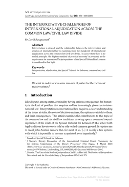 The Interpretative Challenges of International Adjudication Across the Common Law/Civil Law Divide