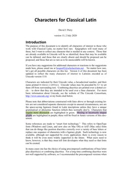 Characters for Classical Latin