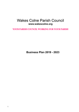 Wakes Colne Parish Council Business Plan 2019-2023