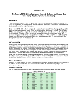 Embrace Multilingual Data Chao Wang, MSD R&D (China) Co.,Ltd