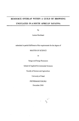 Resource Overlap Within a Guild of Browsing Ungulates Inasouth African Savanna