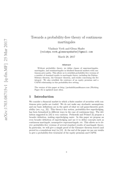 Towards a Probability-Free Theory of Continuous Martingales