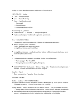 History of Fishes - Structural Patterns and Trends in Diversification