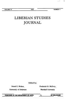 Liberian Studies Journal