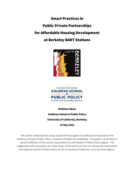 Smart Practices in Public Private Partnerships for Affordable Housing Development at Berkeley BART Stations