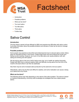 Saliva Control