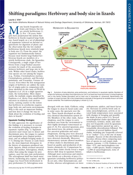 Shifting Paradigms: Herbivory and Body Size in Lizards