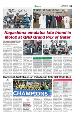 Nagashima Emulates Late Friend in Moto2 at QNB Grand Prix of Qatar the Japanese Red Bull KTM Ajo Rider Dedicates Win to Former Losail Winner Tomizawa