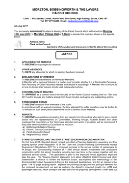 Moreton, Bobbingworth & the Lavers Parish Council