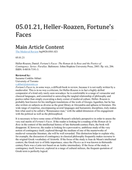 05.01.21, Heller-Roazen, Fortune's Faces