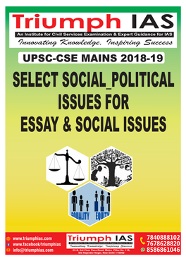 Upsc-Cse Mains 2018-19 Select Social Political Issues for Essay & Social Issues