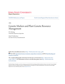 Genetic Markers and Plant Genetic Resource Management P