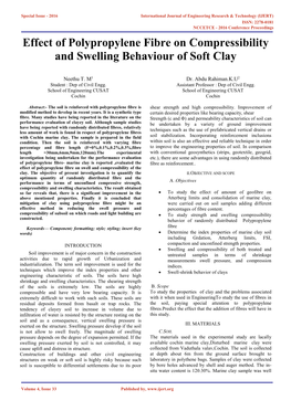 Effect of Polypropylene Fibre on Compressibility and Swelling Behaviour of Soft Clay