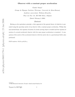 Observer with a Constant Proper Acceleration Cannot Be Treated Within the Theory of Special Relativity and That Theory of General Relativity Is Absolutely Necessary