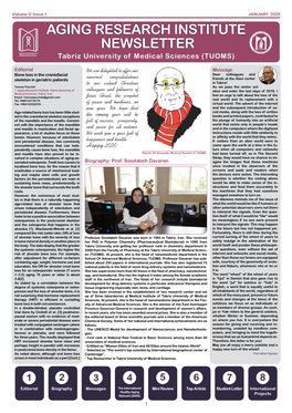 AGING RESEARCH INSTITUTE NEWSLETTER Tabriz University of Medical Sciences Tabriz University of Medical Sciences (TUOMS)