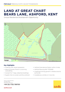 LAND at GREAT CHART BEARS LANE, ASHFORD, KENT Unique Residential Development Opportunity