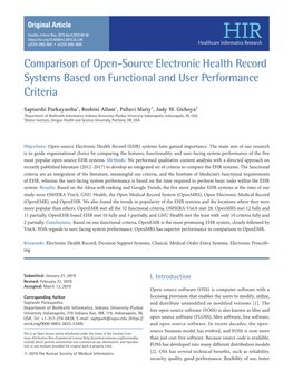 Comparison of Open-Source Electronic Health Record Systems Based on Functional and User Performance Criteria