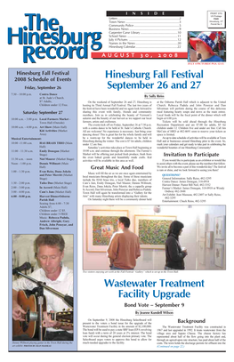 Wastewater Treatment Facility Upgrade Hinesburg Fall Festival