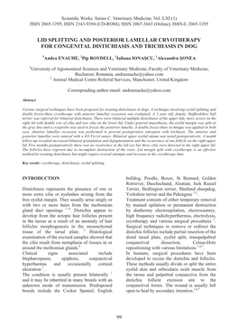 Lid Splitting and Posterior Lamellar Cryotherapy for Congenital Distichiasis and Trichiasis in Dog