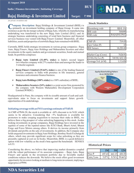 Bajaj Holdings & Investment Limited NDA Securities