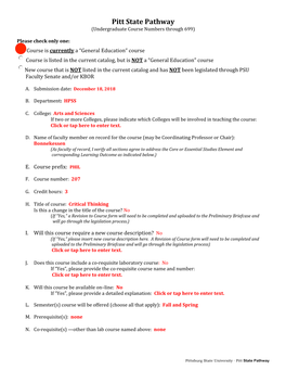 Pitt State Pathway (Undergraduate Course Numbers Through 699)