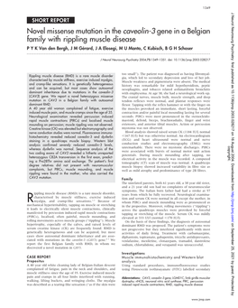 Novel Missense Mutation in the Caveolin-3 Gene in a Belgian Family