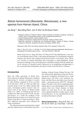 (Betulaster, Betulaceae), a New Species from Hainan Island, China