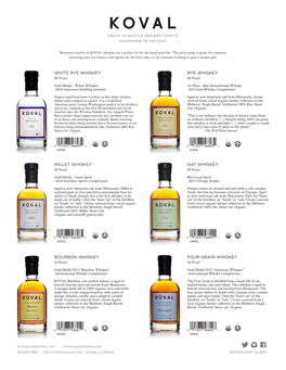 Oat Whiskey Millet Whiskey Rye Whiskey White Rye Whiskey Bourbon Whiskey Four Grain Whiskey