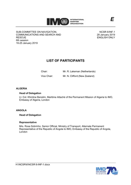 List of Participants