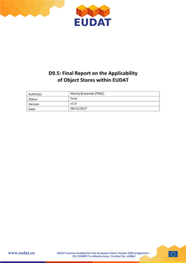 Final Report on the Applicability of Object Stores Within EUDAT